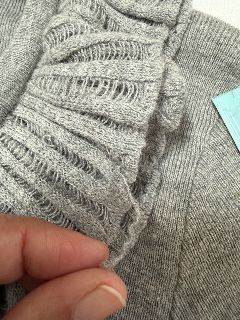 Talbots Gray Ruffle V-Neck Cardigan - Picture 11 of 12